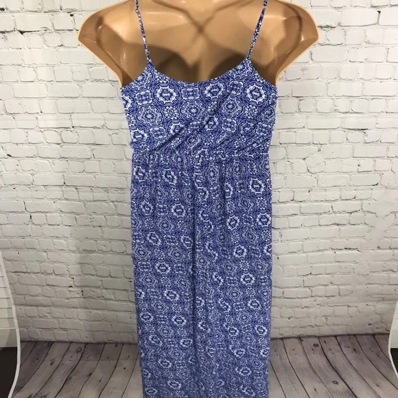 Lush Casual Maxi Dress Blue Cotton Stretch Size S - Picture 4 of 8